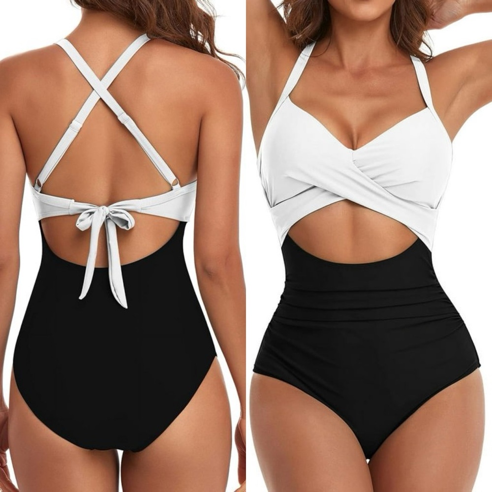 NWT Women's One Piece Swimsuits Tummy‎ Control Cutout High Waisted Bathin…
